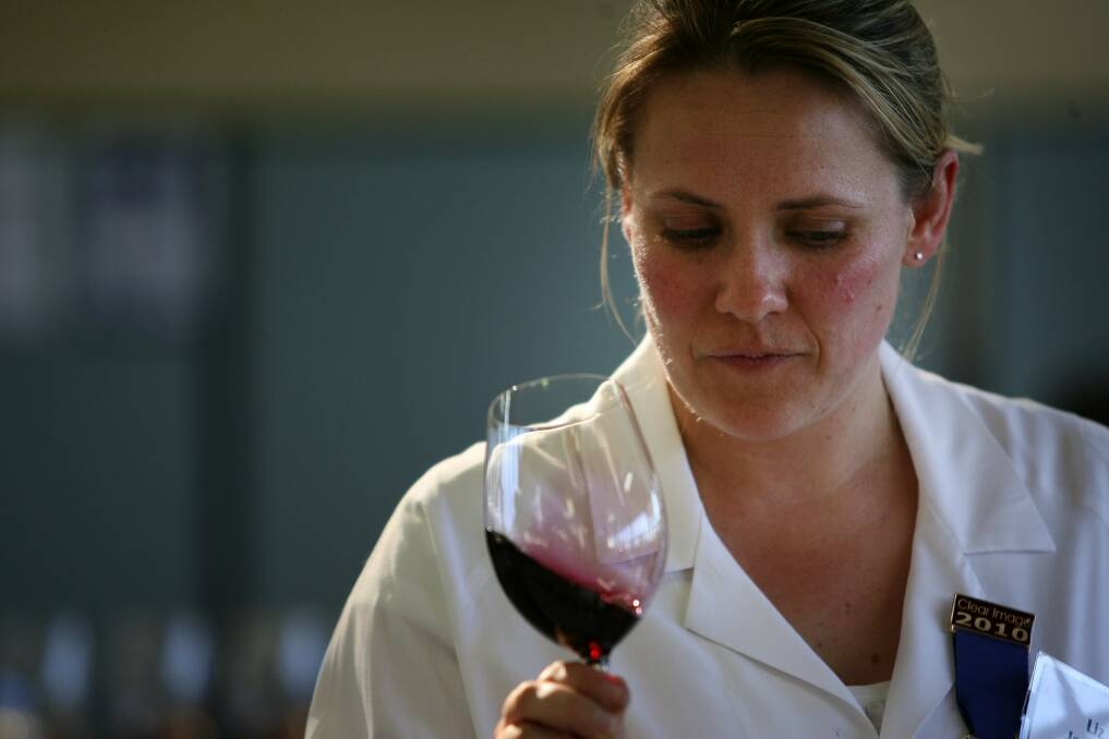 MANY TALENTS: Liz SIlkman judging the Hunter Valley Wine Show in 2010. Picture: Ryan Osland