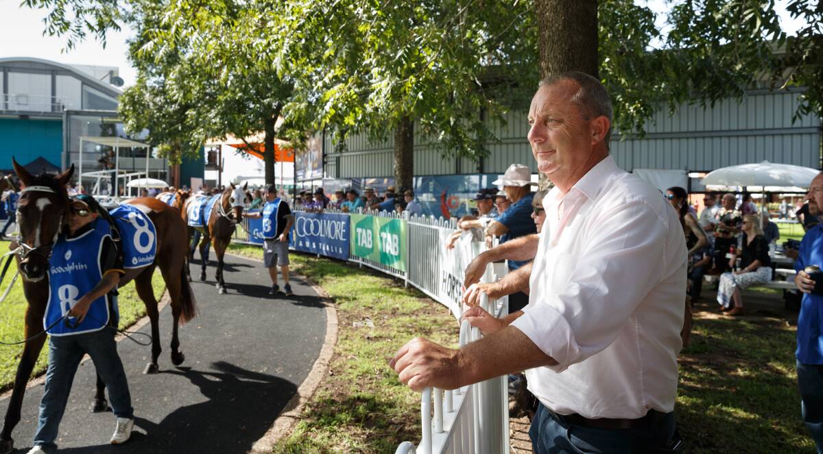 Public facing: Above, Michael Johnsen at the Muswellbrook races after winning re-election in 2019. 