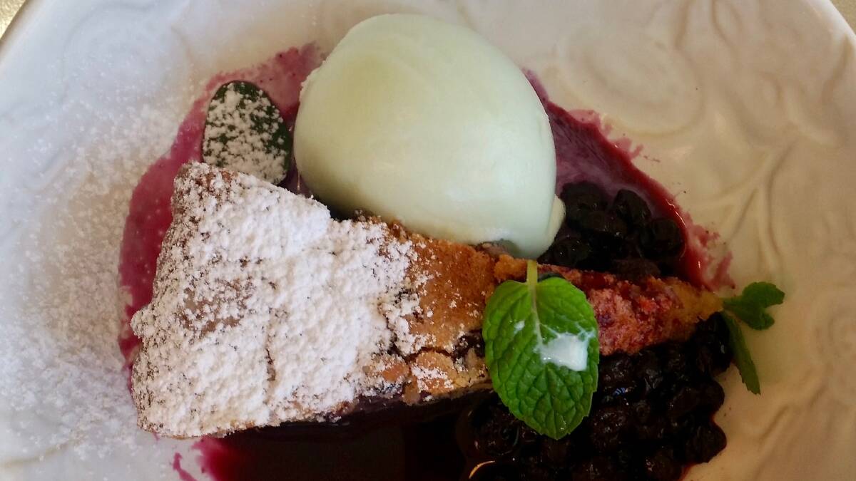 DESSERT: Blueberry pie with house-made mint ice-cream.