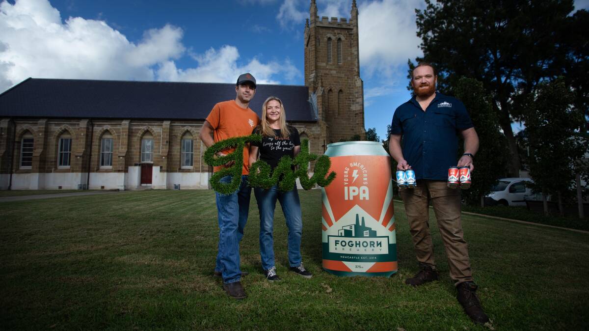 MEATING PLACE: Rob and Randi Thraves from Smokin Hot n Saucy and Joe Lappin from Foghorn Brewery are teaming up at this year's Taste Festival. Picture: Marina Neil