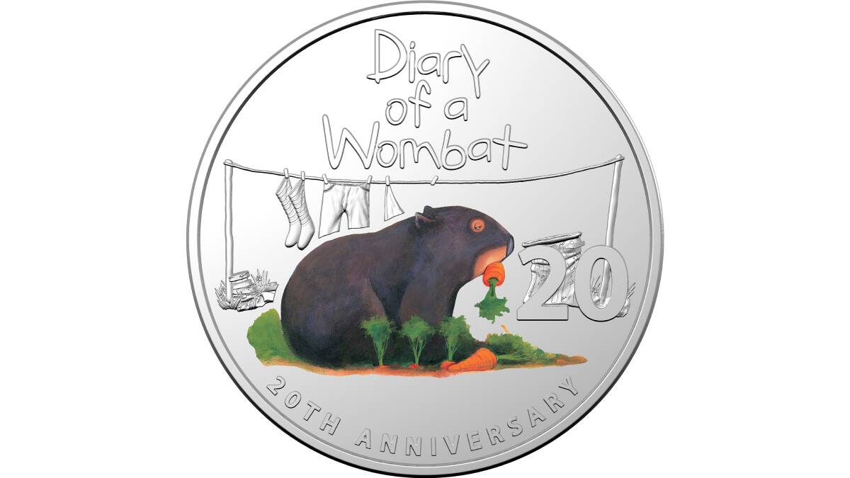 The new coin celebrating Diary of a Wombat. Picture: Supplied