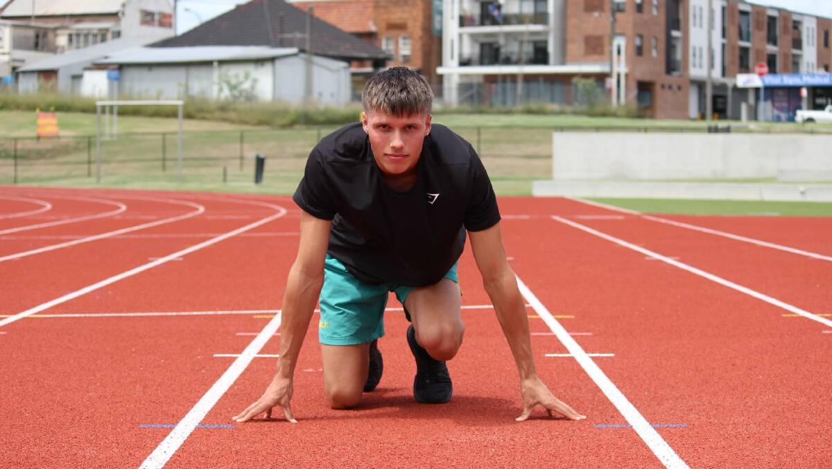 Mitchell Lightfoot at his home track the Maitland Regional Athletics Centre.