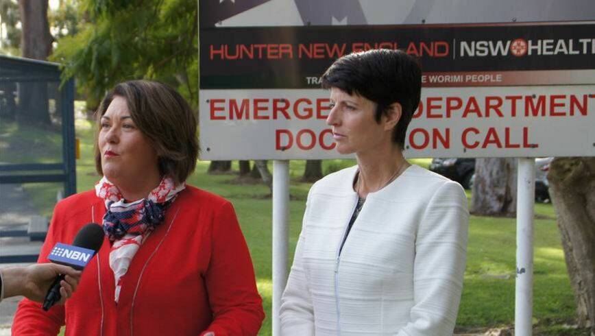 CAMPAIGN PLEDGE: Meryl Swanson and Kate Washington pledge funding for an X-ray service for Tomaree Hospital during the federal election campaign.