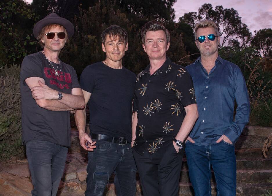 Rick Astley with a-ha before their Perth concert last week. Picture: Duncan Barnes