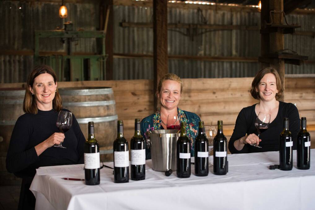Blending the AWIWA wine, left to right, Sue Hodder, Corrina Wright and Rebekah Richardson. Picture: Supplied

