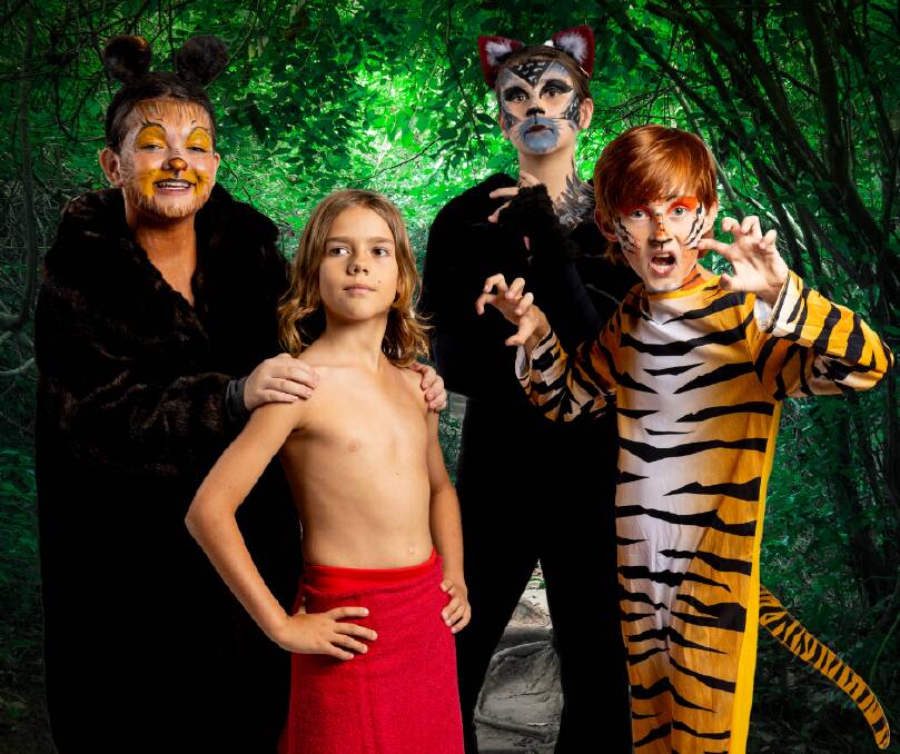 Hunter Drama's The Jungle Book stars Dhakota Hodges (Baloo), Ruben Mietzel (Mowgli), Arlia Crouch (Bagheera) and Charlie Henderson (Shere Khan). Picture by Peter Stoop 