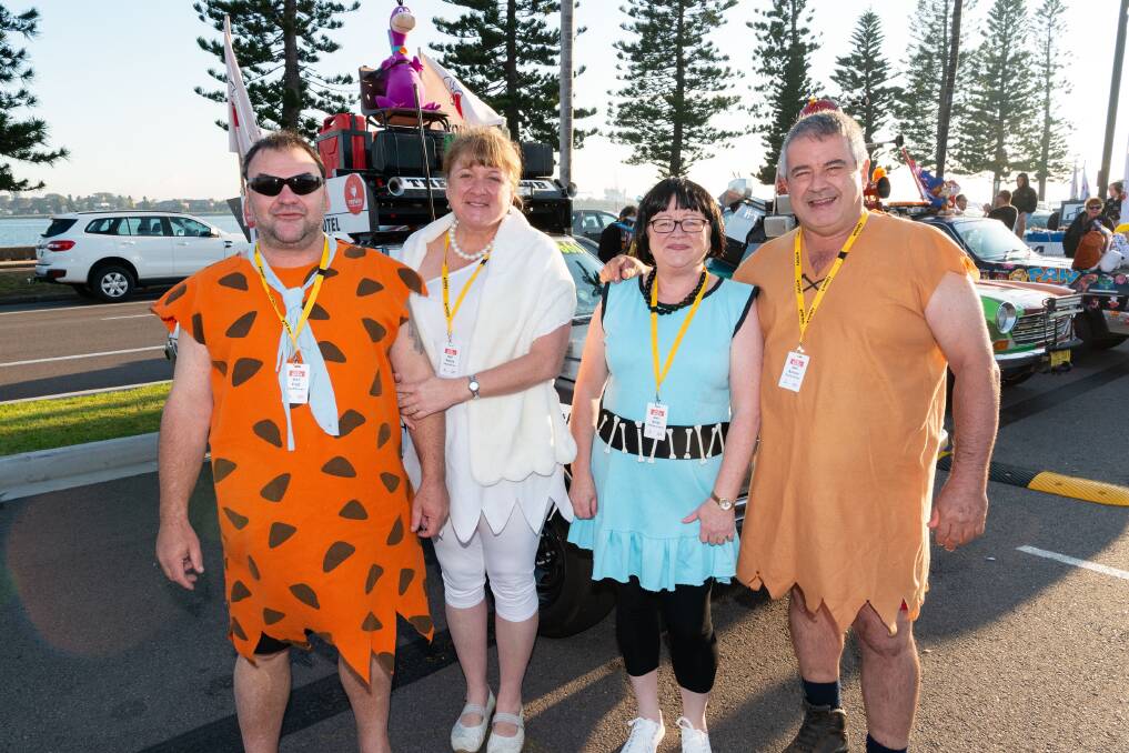 Jeff Haren (Fred Flintstone), Margaret Haren (Wilma Flintstone), Maree Jordan (Betty Rubble), and David Jordan (Barney Rubble). Picture courtesy of AHA NSW - Newcastle