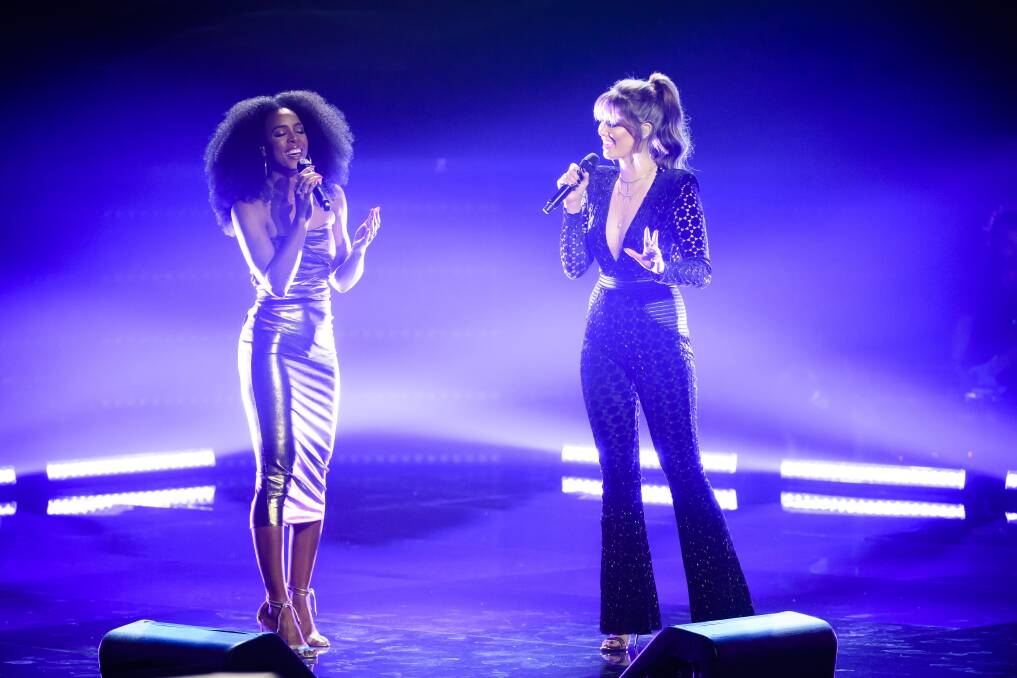 TALENT: Kelly Rowland and Delta Goodrem share the stage. They both return to The Voice Australia as coaches this year.