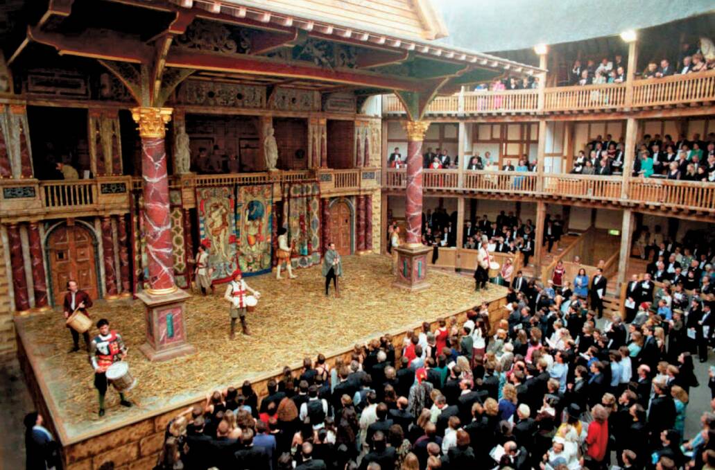 ICONIC: Audience members watch the actors in todays London Globe Theatre. There have been many replicas of the famous theatre built around the world. 