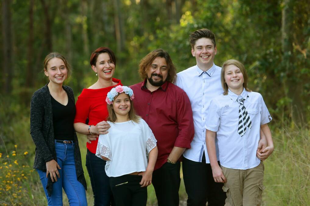 The Standley family, from left, Jessica, Sally, Thalia, Randall, Jacob and Nathan. Picture: Jonathan Carroll