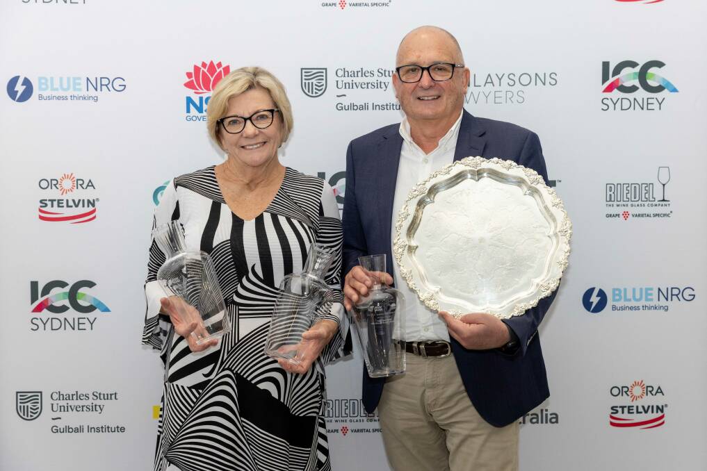 Jenny and Greg Silkman at the 2023 ICC Sydney NSW Wine Awards. Picture by NSW Wine