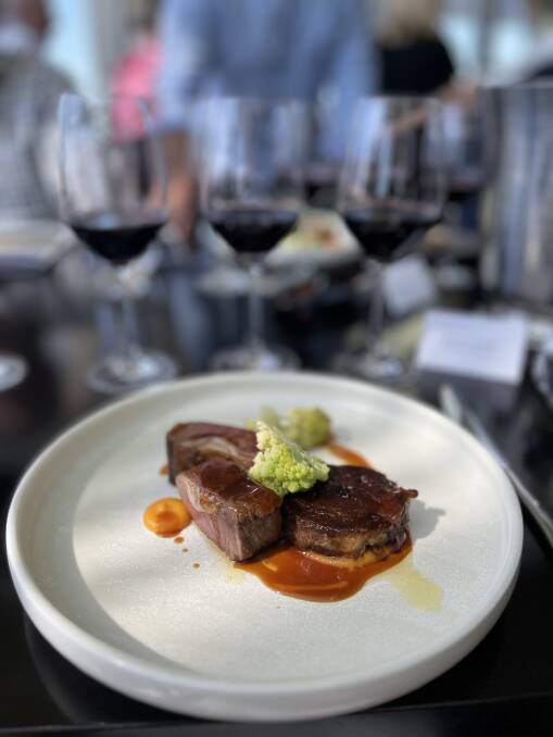 The Pyrenees lamb loin, glazed lamb shoulder, pumpkin and romanesco at Crystalbrook Kingsley's Roundhouse. Picture by Lisa Rockman