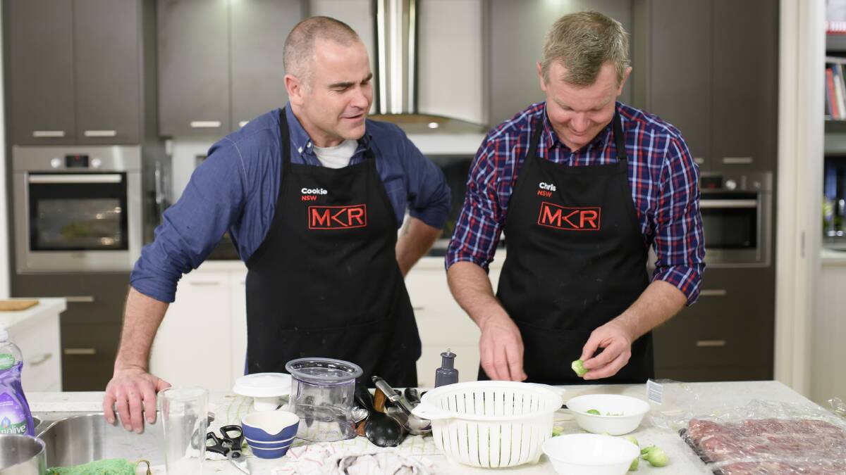 HARD WORK: Anthony Cook (“Cookie”) and Chris Norgard on MKR. Picture: Supplied