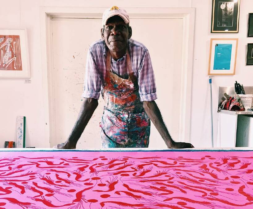 Saturday’s Olive Tree Markets have two special guests: Magpie Goose: fashion and textiles designed by Aboriginal artists and hand printed in Australia; and talented artist Paul Bong (pictured), a descendant of the Yidinji tribe.