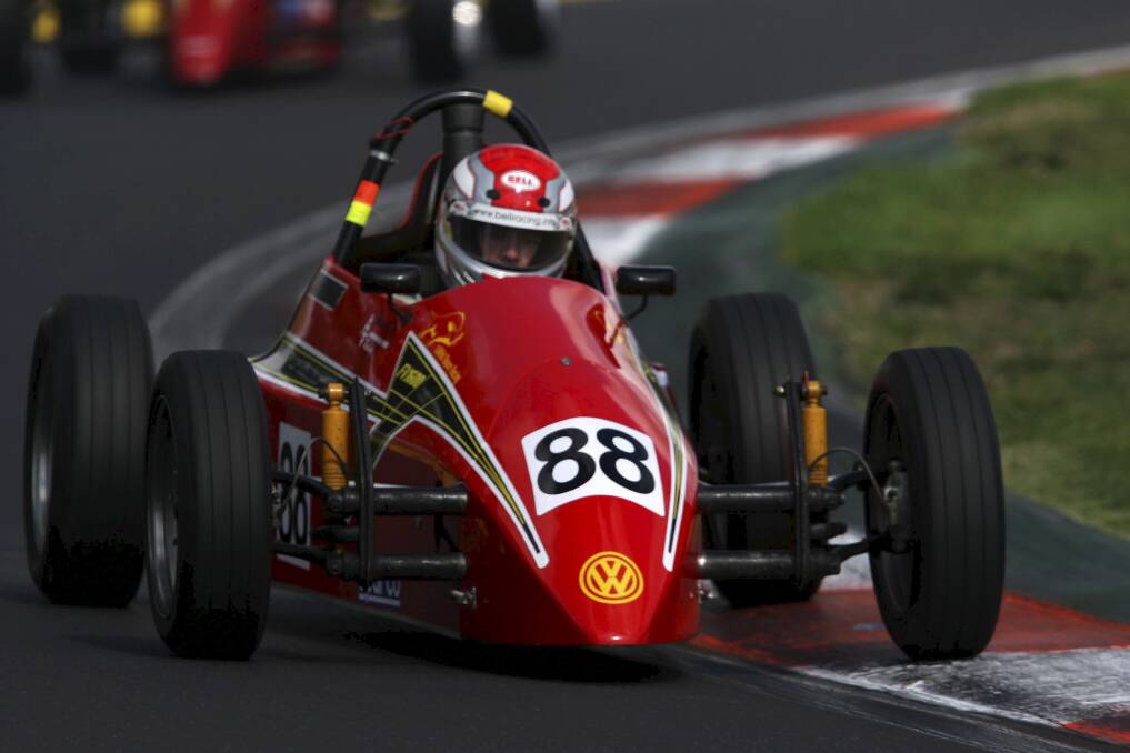 LEARNING: Aaren Russell racing his Formula Vee vehicle in Sydney in 2008. 