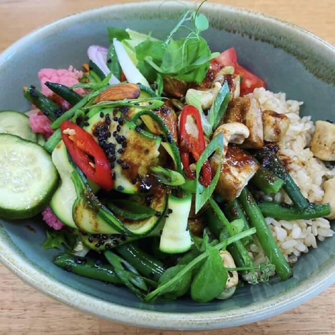 YUM: The green vegetarian bowl at Organic Feast Wholefood Cafe.