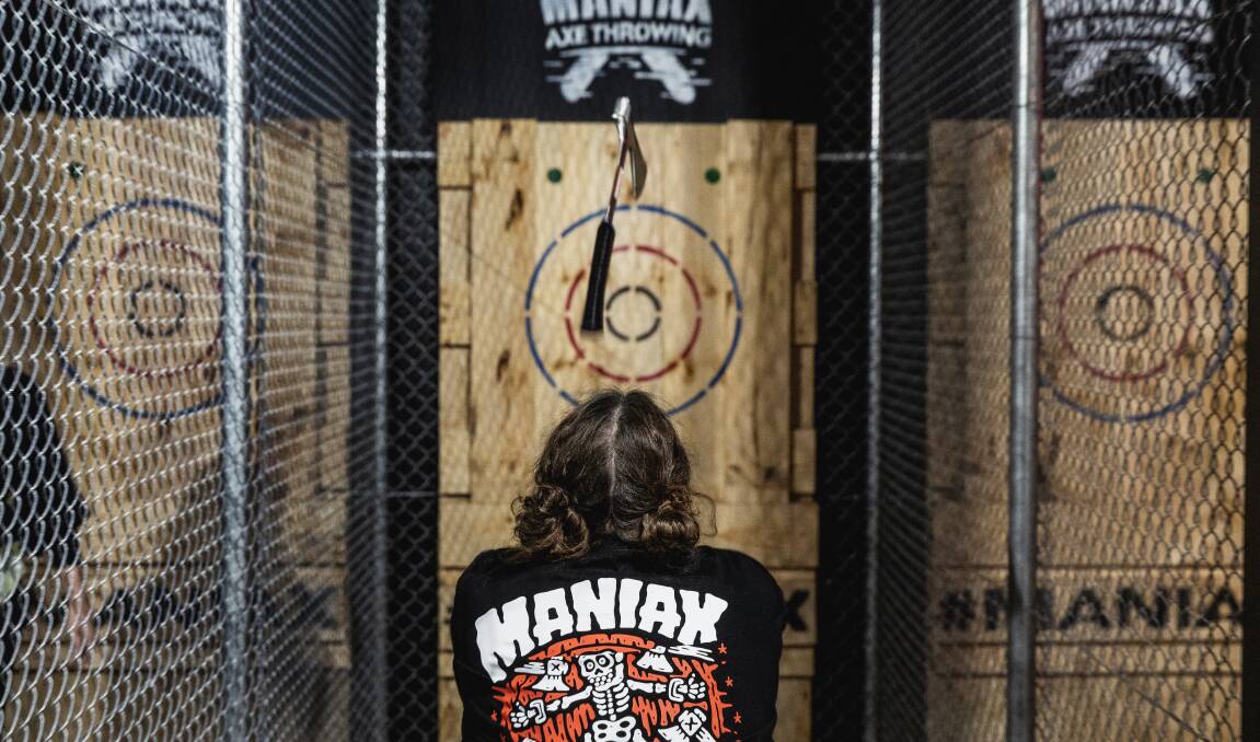 Maniax Axe Throwing, Newcastle. Picture by Marina Neil. 
