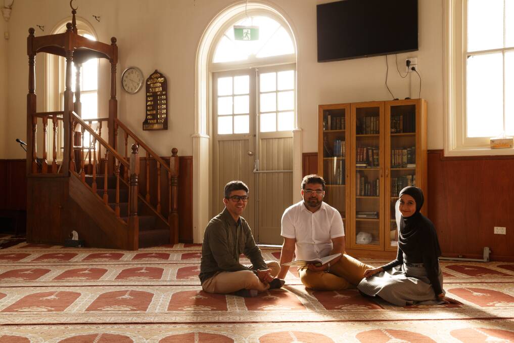Sultan Faith Mosque in Mayfield is holding an open day on Saturday, October 26. Pictured is Forugh Dorani, Usman Bhatti and Toobah Choudhari. Picture: Max Mason-Hubers