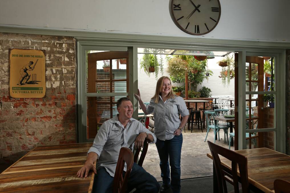 LABOUR OF LOVE: Owners Cath Antaw and Stewart Smith at the new-look Commonwealth Hotel in Cooks Hill. Picture by Simone De Peak