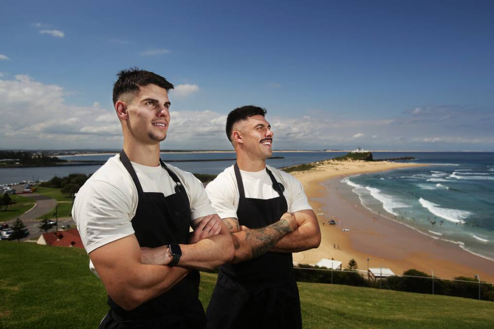 Brothers Matthew and George Mirosevich are chefs from Newcastle who have started The Bare Chested Chef. Picture by Simone De Peak