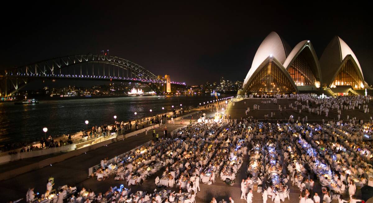 STUNNING: A Diner en Blanc event at the Sydney Opera House, with the Harbour Bridge as a backdrop.