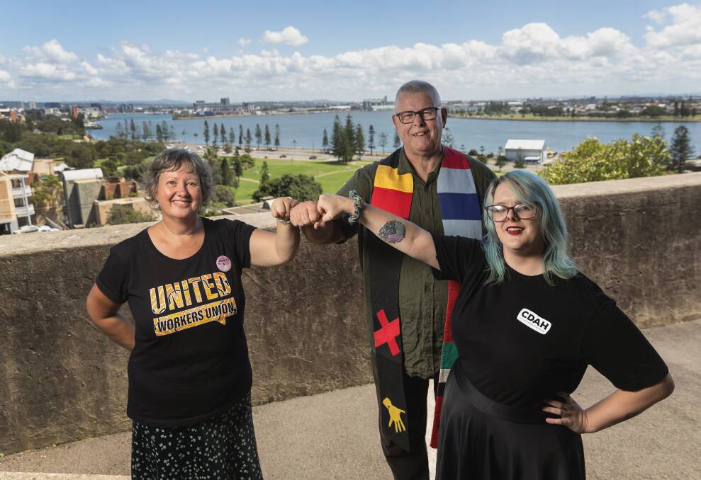 Hunter Community Alliance members Teresa Hetherington, Reverend Rob Hanks and Shaylie Pryer. Picture by Marina Neil
