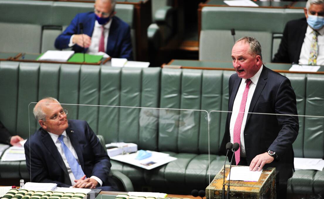 TOEING THE LINE: Despite agreeing to support the net-zero policy last year, Barnaby Joyce warned people of its impacts. Photo: Dion Georgopoulos