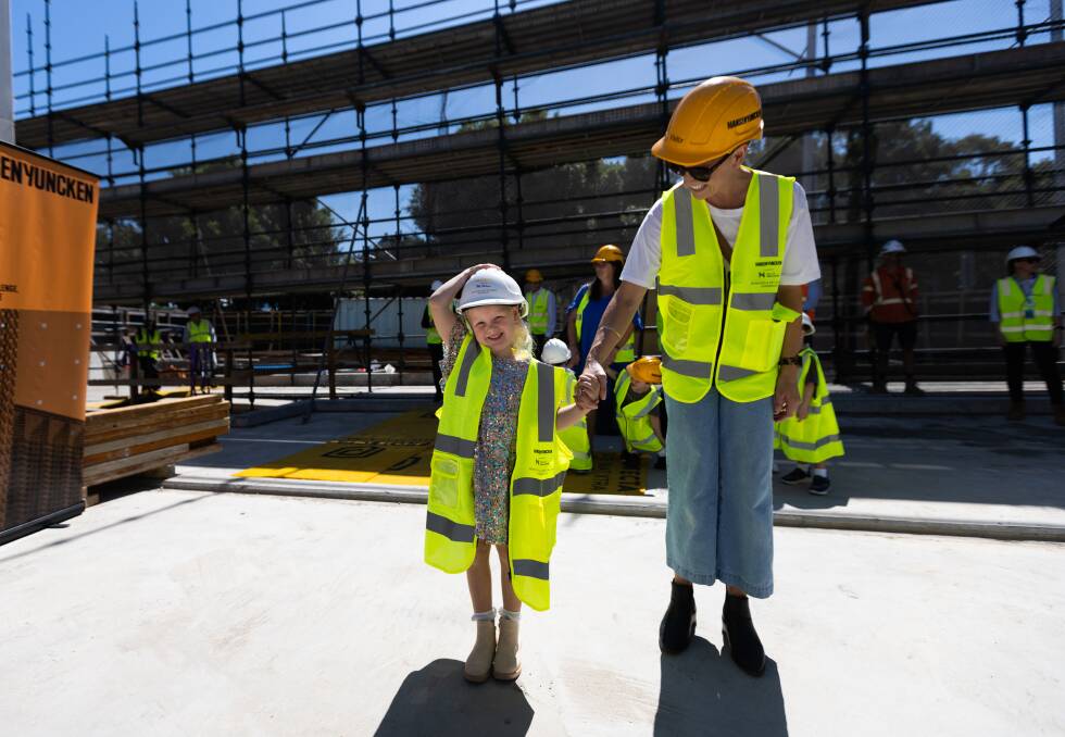 Mabel Read on site at the Newcastle Art Gallery expansion. Picture by Jonathan Carroll