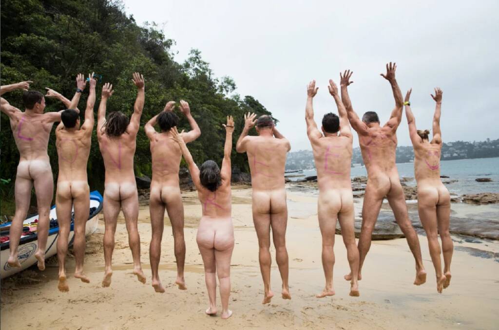 A nude charity event at Cobblers Beach. Photo: EDWINA PICKLES. 