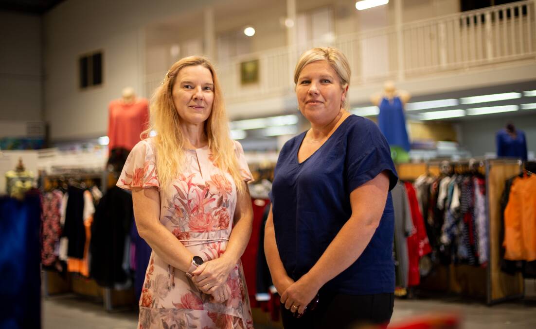 Lana Hibbard and Sophie Carver, of Avondale University, are part of the counselling service at Morisset ADRA Op Shop. Picture by Brenton Stacey 