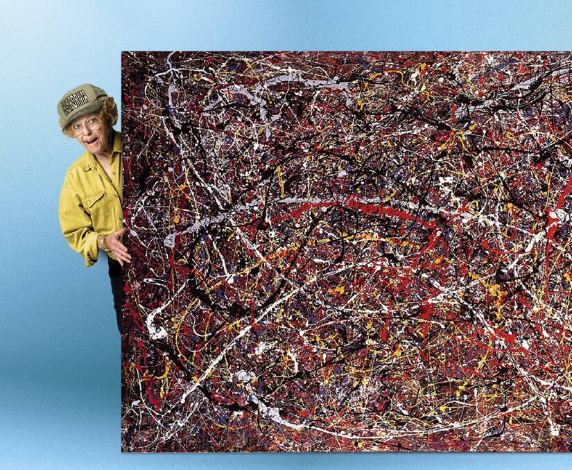 Teri Horton and her painting, which she believes is a Jackson Pollock. 