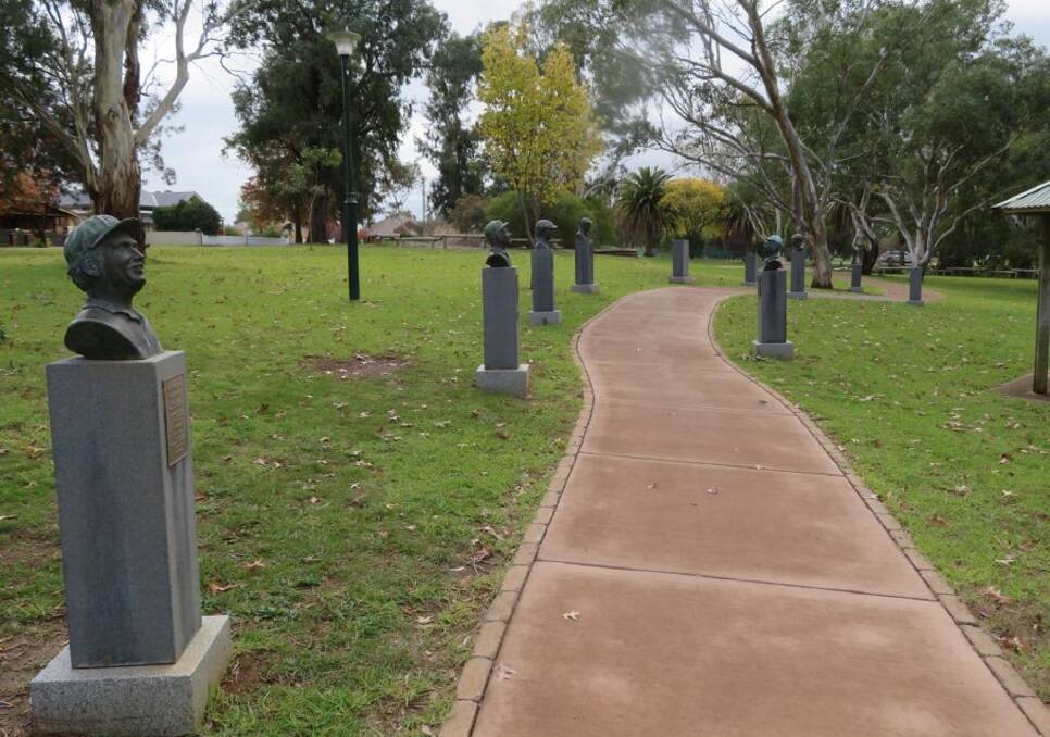 Busted: The Captains Walk at Cootamundra features 42 bronze sculptures of Australian test cricket captains. 