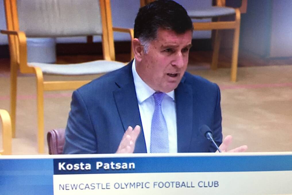 Truth Telling: Kosta Patsan gave Canberra's politicians and bureaucrats a serve at a Senate inquiry into sport grants. 