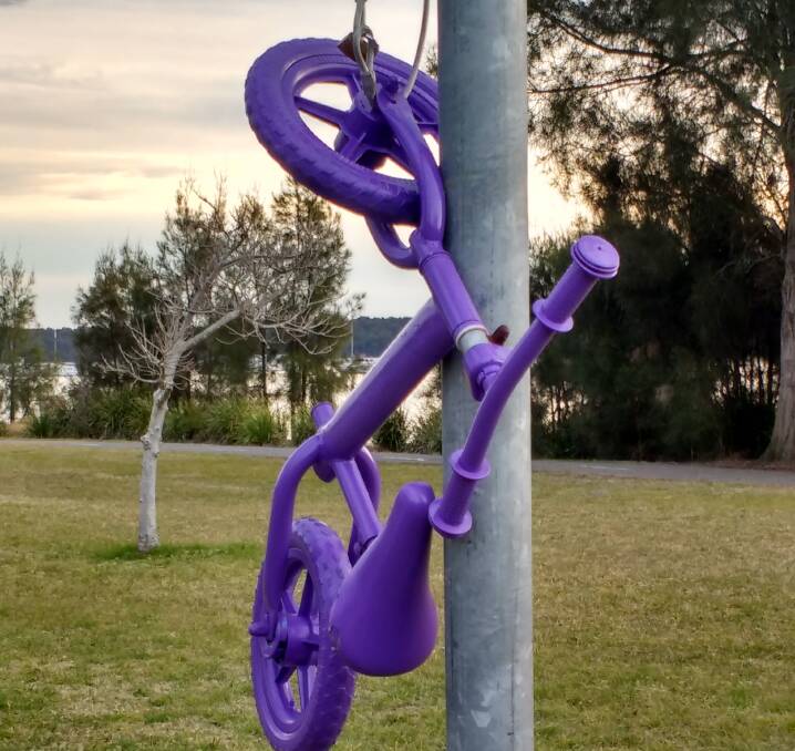 Mystery purple bikes have been popping up at Warners Bay. 