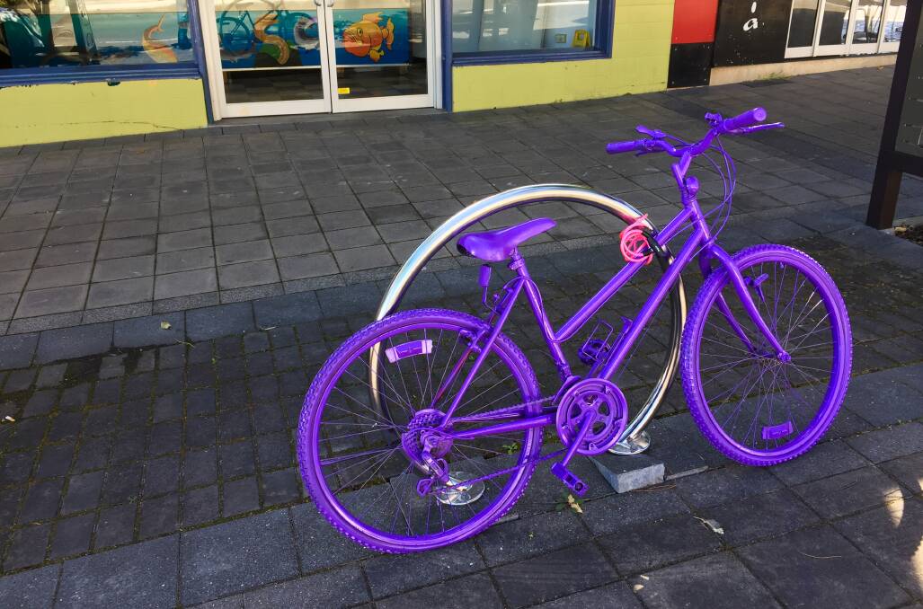 A purple bike in King Street, Warners Bay. 