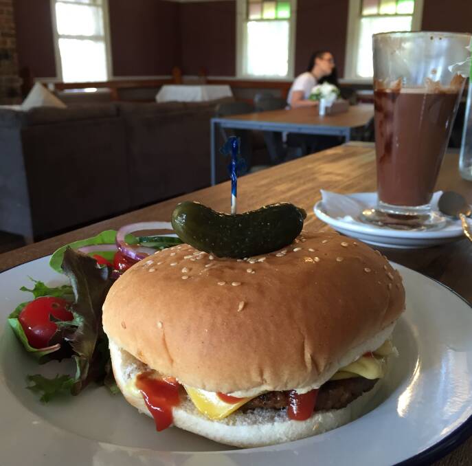 Animal Free: The "classic cheeseburger" at Bonta Vera, a vegan cafe at Minmi.