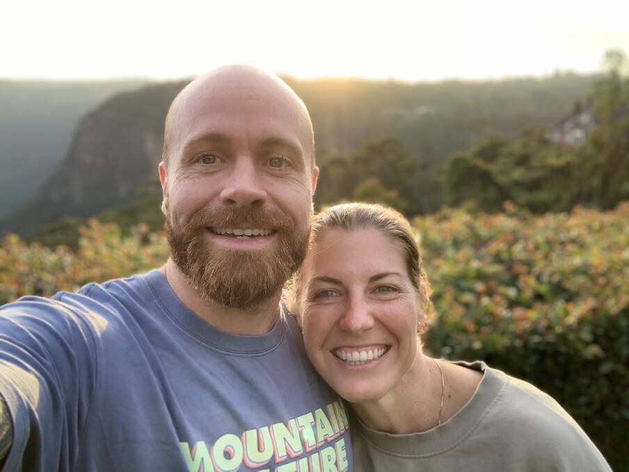 Chris Wheatley and fiance Brooke Henderson in the Blue Mountains. Brooke recognised quickly that Chris had a stroke. Picture supplied 