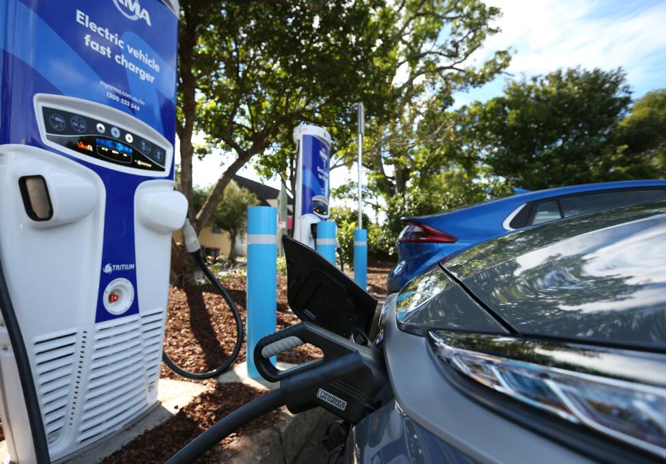 An electric vehicle charger at Wallsend. Picture by Simone De Peak 