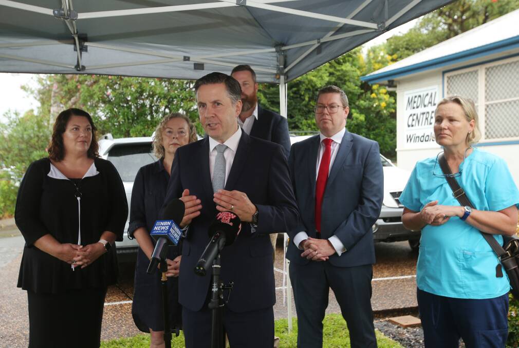 Health Minister Mark Butler with Hunter MPs and GPs, while campaigning from Opposition in March 2022. Picture by Simone De Peak 