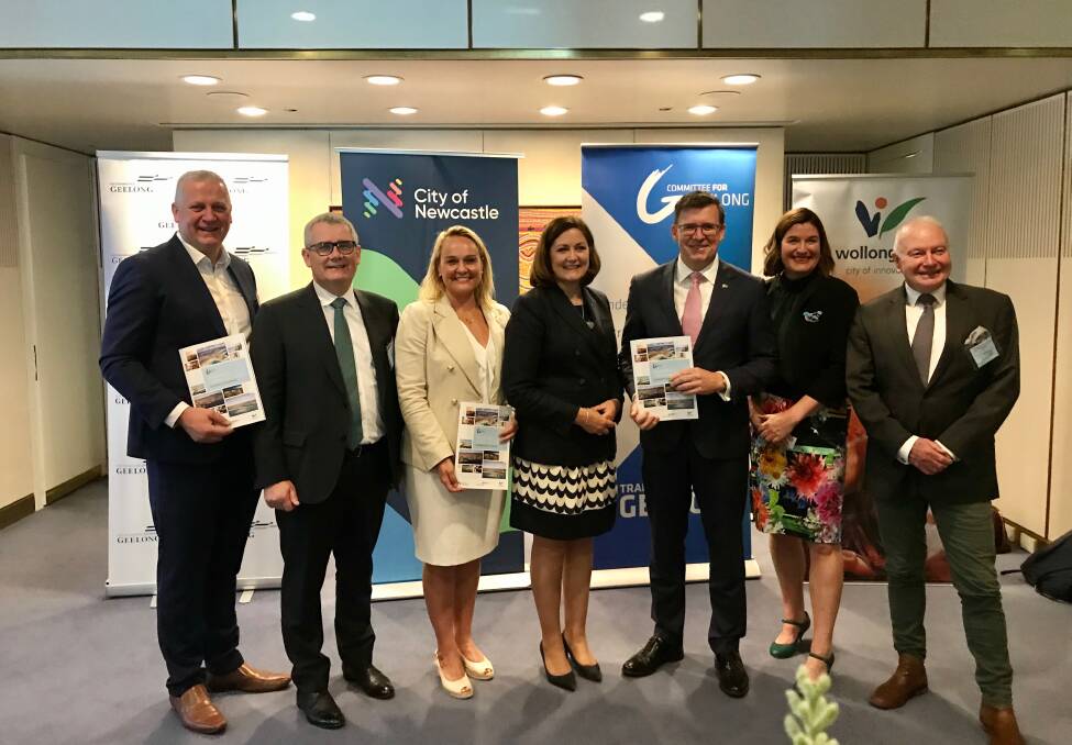 Representatives from the "gateway cities" of Newcastle, Wollongong and Geelong, including Newcastle Lord Mayor Nuatali Nelmes. 
