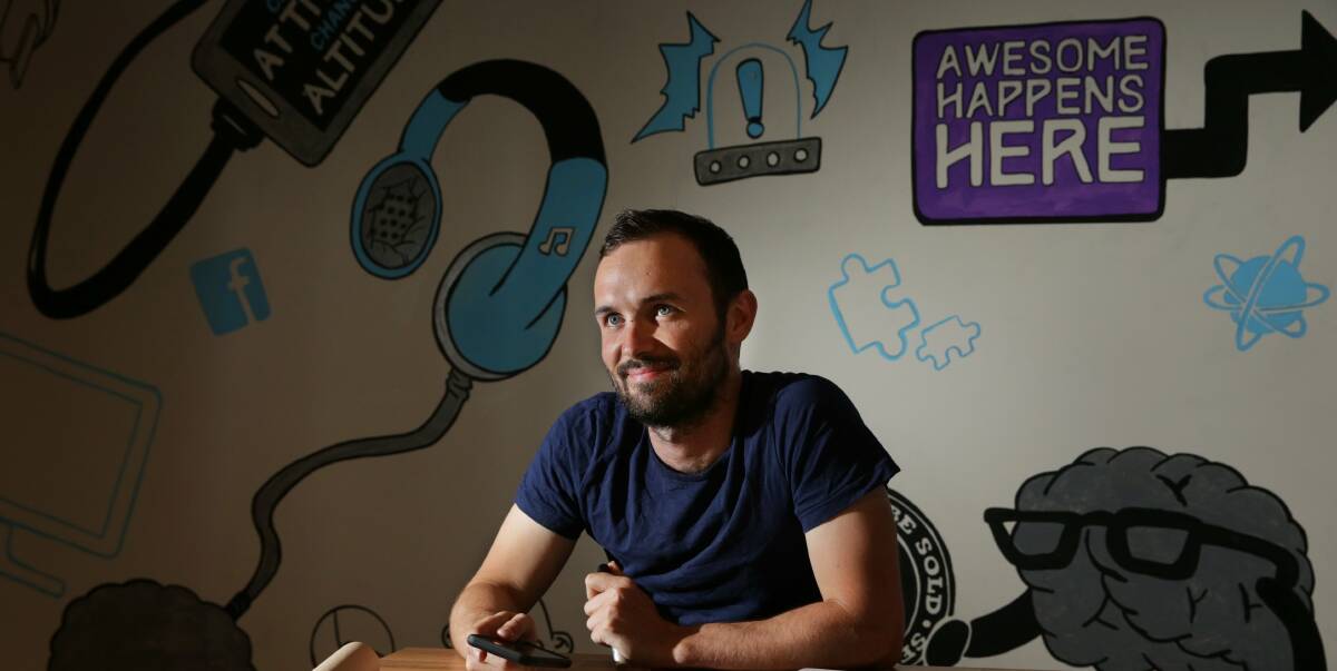 Digital Disruptor: Josh Doolan, managing director of Newcastle company Mudbath Digital, believes Newcastle's tech sector has strong potential. He models his business on the style of tech companies in San Francisco. 
Picture: Simone De Peak