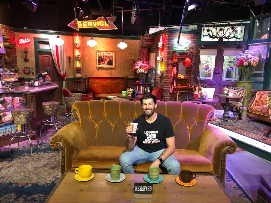 On Set: Jeremy Bath at Central Perk cafe on the set of the Friends TV show. He's taking a break from the council hullabaloo. 