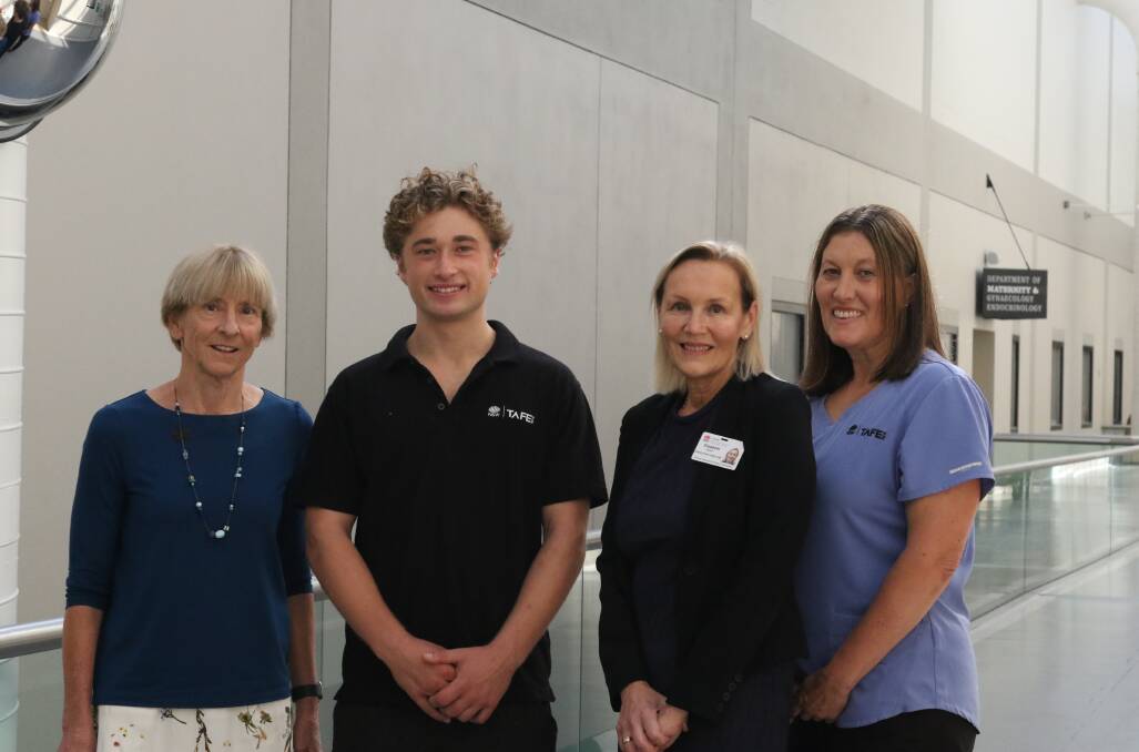 University of Newcastle Professor Jane Bleasel, medical student Thomas Otto, HNEH's Elizabeth Grist and TAFE's Anne McLeod. Picture supplied 