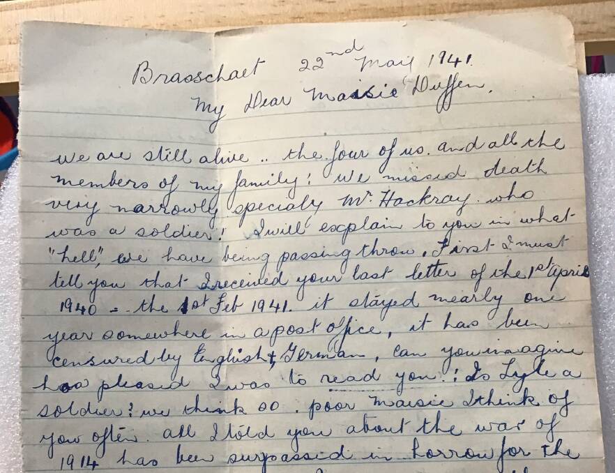 Historic: The first page of a letter written during World War II and found in Newcastle. 