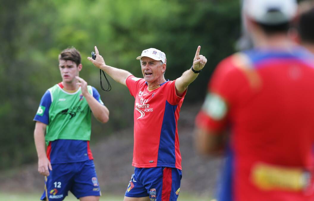 Gary van Egmond coaching the Jets first team in 2013. Picture by Ryan Osland 