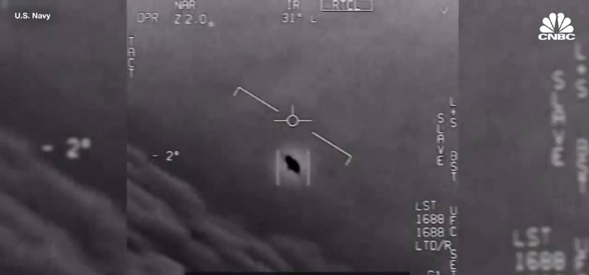 Declassified: A US Navy image of a rotating UFO in 2015. The Pentagon said it was "unexplained aerial phenomena". 
