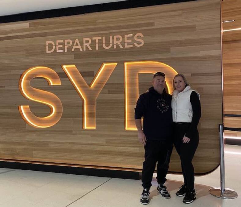 Paul and Kylee Enwright at Sydney Airport before departing for Thailand. Picture Facebook 