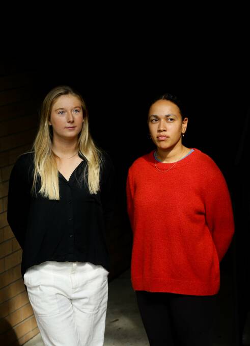 Shocked: Hannah Bourne and Lulu Berlin were in shock after an alleged incident involving security guards at a Hunter racecourse. Picture: Jonathan Carroll 