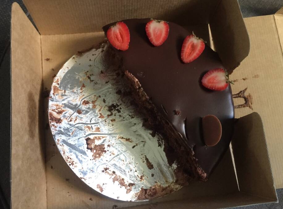 A pretty expensive cake that a reader bought for his wife. 