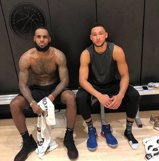 Ben Simmons (right) and LeBron James.   